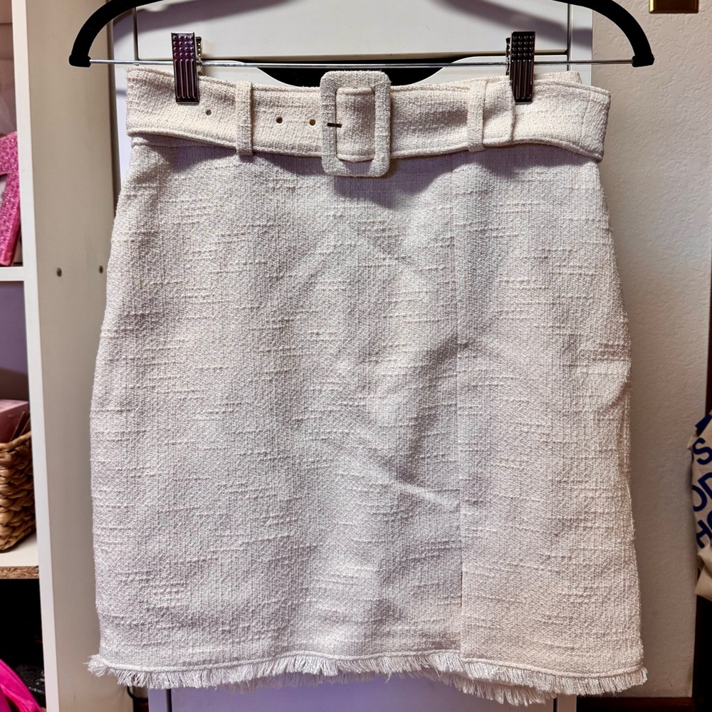 Express White/Cream Tweed Skirt